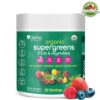 Zena Organic Super Greens Powder, 70+ Superfoods Drink Mix, 0 Sugar, 3g Fiber, Fruits, Veggies, Spirulina, Chlorella, Antioxidants, Pre & Probiotics, Digestive Enzymes, Mixed Berry Flavor, 30 Servings