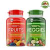 Fruit and Veggie Super Greens Multivitamin Supplement for Men & Women – 90 Fruit and 90 Vegetable Capsules for Energy & Protein Support – 90-Count (Pack of 2) + Travel Pill Box